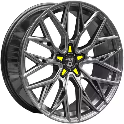 Wolfrace 71 Wolfsburg GTR CUSTOM Racing Carbon Yellow Inserts Alloy Wheels Image