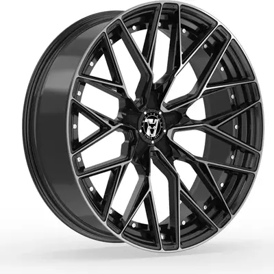 Wolfrace 71 Wolfsburg GTR Custom Gloss Raven Black Polished Alloy Wheels Image