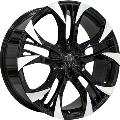 8.5x19 Wolfrace Eurosport Assassin GT2 Gloss Black Polished Alloy Wheels