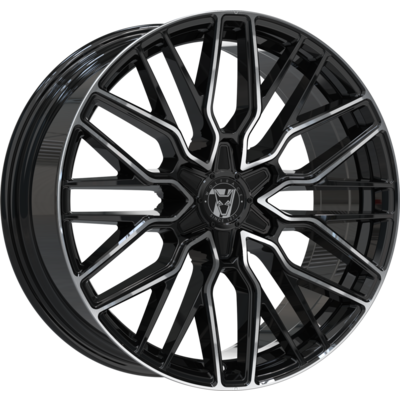 8.5x20 Wolfrace 71 Munich GT6 Gloss Raven Black Polished Alloy Wheels
