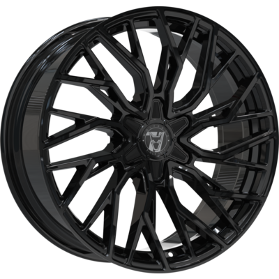 7.5x18 Wolfrace 71 Voodoo GT6 Gloss Raven Black Alloy Wheels