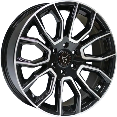 7.5x18 Wolfrace Eurosport Evoke X Gloss Black Polished Alloy Wheels